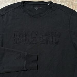 John Varvatos Sweatshirt Mens Medium Black Lightweight French Terry Rock City